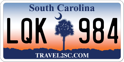SC license plate LQK984