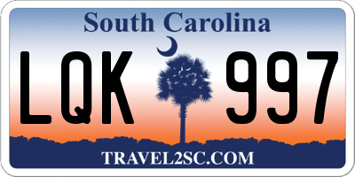SC license plate LQK997