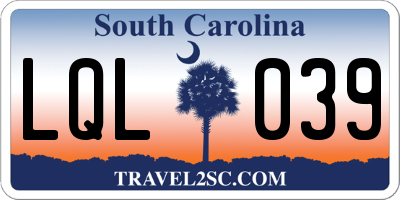SC license plate LQL039