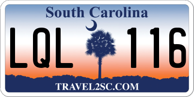 SC license plate LQL116
