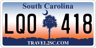 SC license plate LQO418