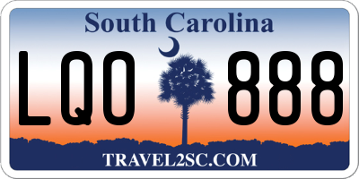 SC license plate LQO888