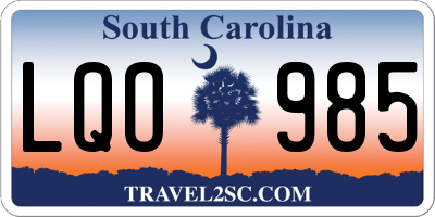 SC license plate LQO985
