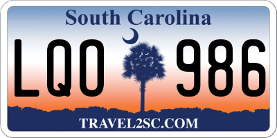 SC license plate LQO986