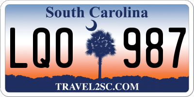 SC license plate LQO987