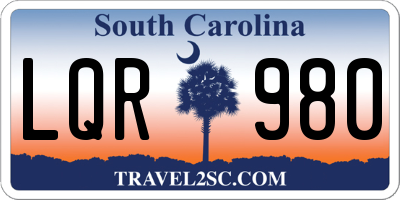 SC license plate LQR980