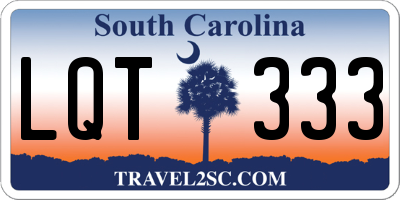SC license plate LQT333