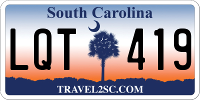 SC license plate LQT419