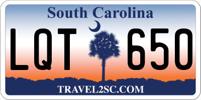 SC license plate LQT650