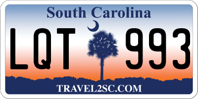 SC license plate LQT993
