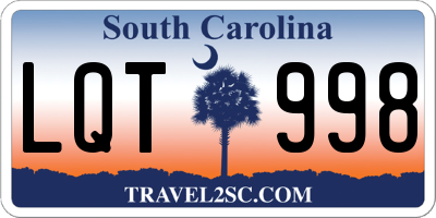 SC license plate LQT998