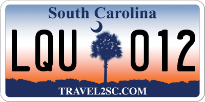 SC license plate LQU012