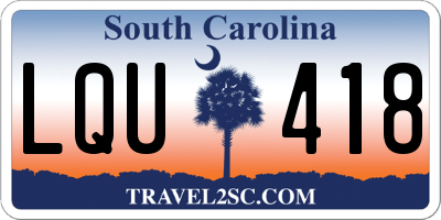 SC license plate LQU418
