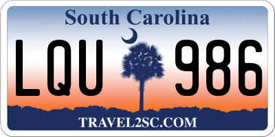 SC license plate LQU986
