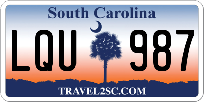 SC license plate LQU987