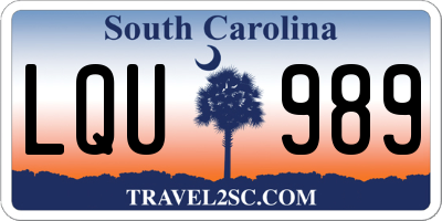 SC license plate LQU989