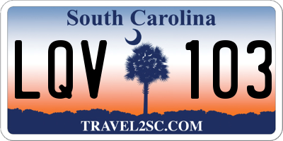 SC license plate LQV103