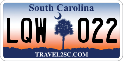 SC license plate LQW022