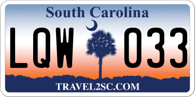 SC license plate LQW033