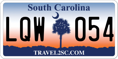 SC license plate LQW054