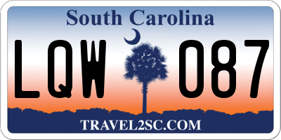 SC license plate LQW087