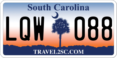 SC license plate LQW088