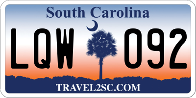 SC license plate LQW092