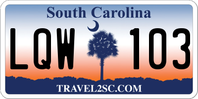 SC license plate LQW103