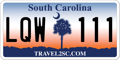 SC license plate LQW111