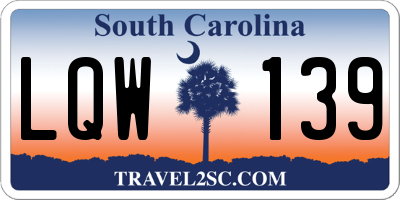 SC license plate LQW139