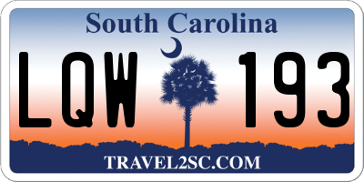 SC license plate LQW193
