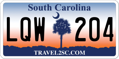 SC license plate LQW204
