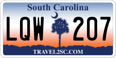 SC license plate LQW207