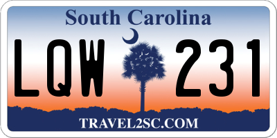 SC license plate LQW231