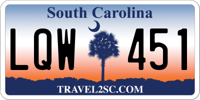 SC license plate LQW451