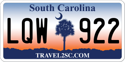 SC license plate LQW922