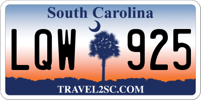 SC license plate LQW925