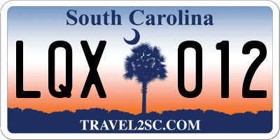 SC license plate LQX012