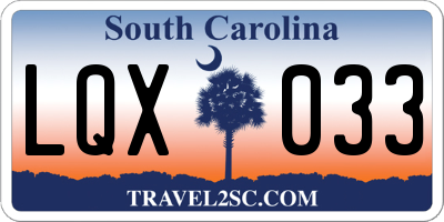 SC license plate LQX033