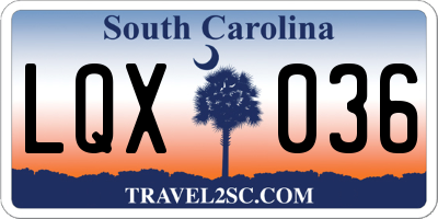 SC license plate LQX036
