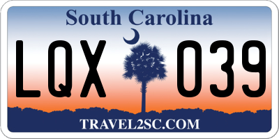 SC license plate LQX039