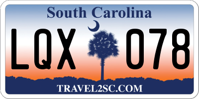 SC license plate LQX078