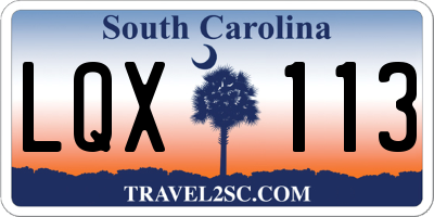 SC license plate LQX113