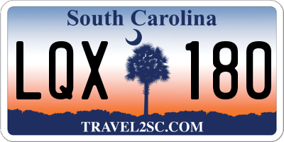 SC license plate LQX180