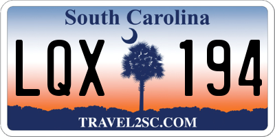 SC license plate LQX194