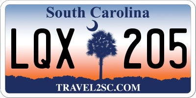 SC license plate LQX205