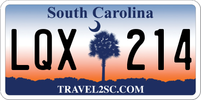 SC license plate LQX214