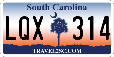 SC license plate LQX314