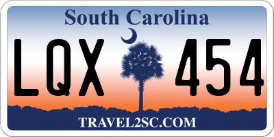 SC license plate LQX454