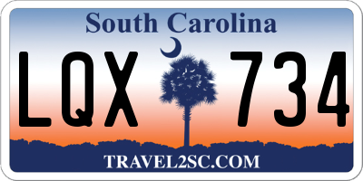 SC license plate LQX734